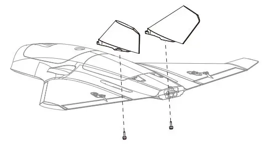 ZOHD MK III Alpha strike User Guide - The vertical fins are removable and can be fixed by the 2 provided thumbscrews