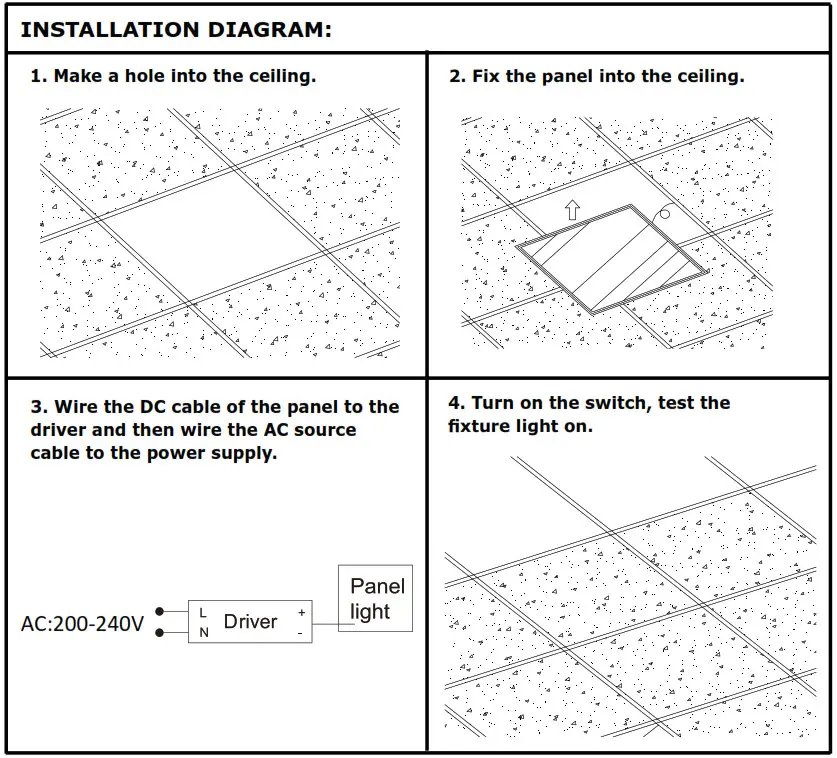 V-TAC VT-6145 LED Panel - INSTALLATION DIAGRAM