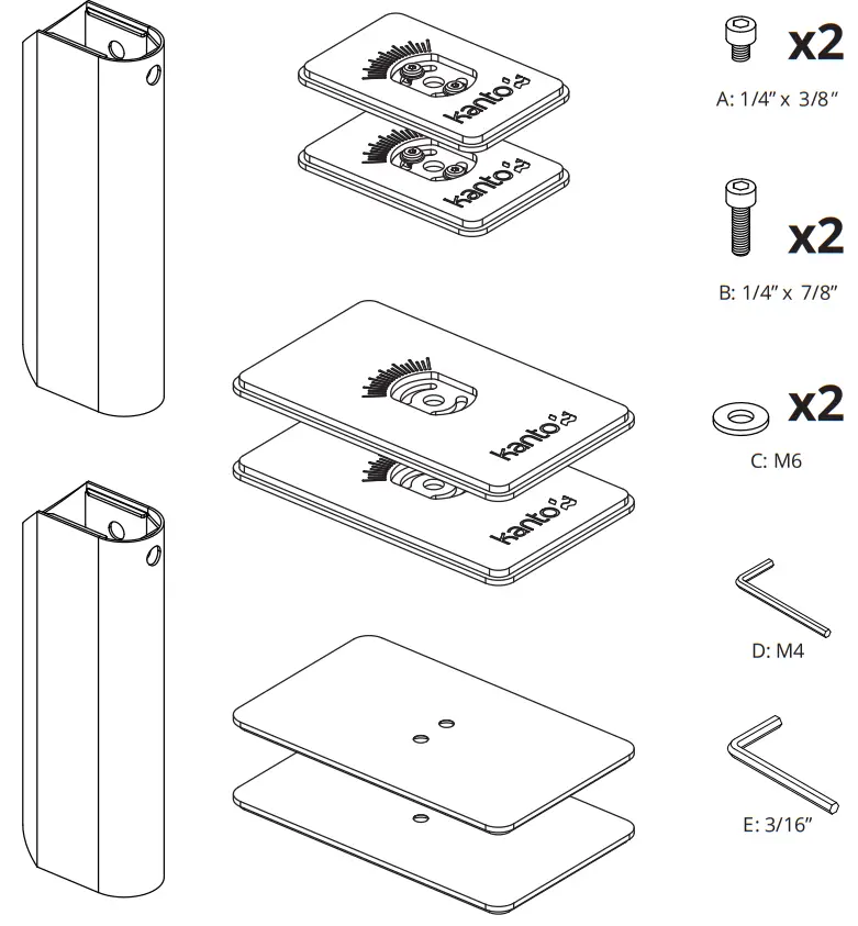 kanto SP9 Desktop Speaker Stands - Parts and Hardware