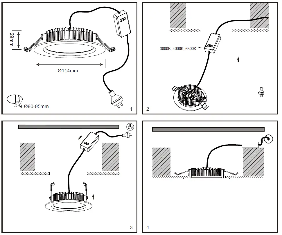 ROBUS R8WDLCCT3-01 Slogan3 8W CCT Selectable 3000K 4000K 6500K Slim LED Downlight 1