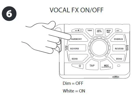 TC HELICON PERFORM-VG Ultra-Simple Mic-Stand-Mount Vocal and Acoustic Guitar Processor User Guide - Vocal FX On and off