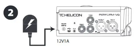 TC HELICON PERFORM-VG Ultra-Simple Mic-Stand-Mount Vocal and Acoustic Guitar Processor User Guide - power Connection