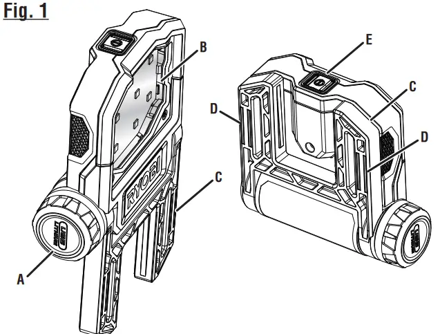 RYOBI FVL52 USB Lithium Flip Light - Fig 1