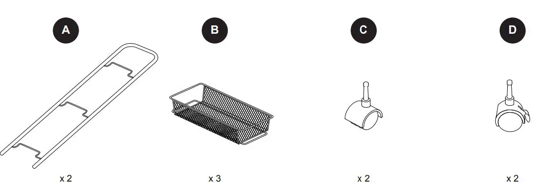 Style SELECTIONS SL-113 Steel 3-Tier Utility Shelving Unit User Manual - PACKAGE CONTENTS