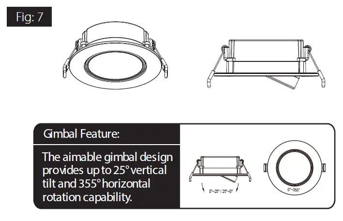 RAB WFRLA4R89FA120WS 4 Inch 8 Watt Gimbal Wafer LED Downlight 9
