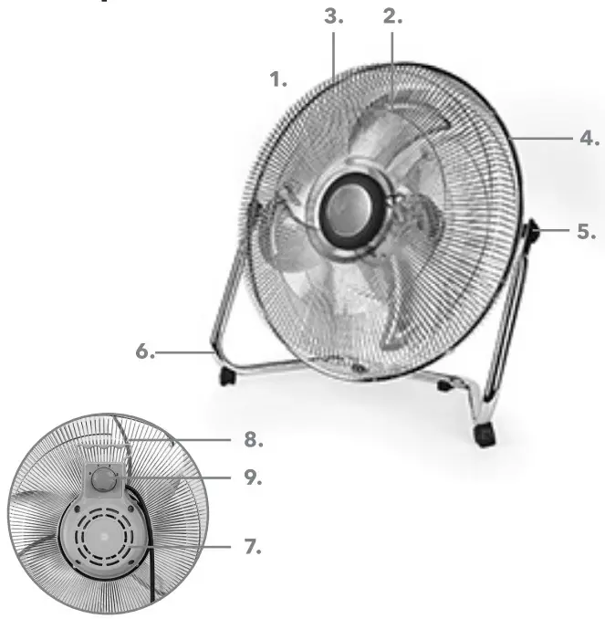 Beldray 368421 16 Inch Floor Fan - parts