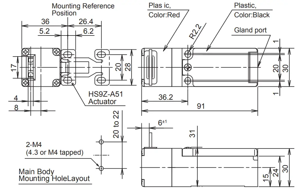 Safety Switch dimensions