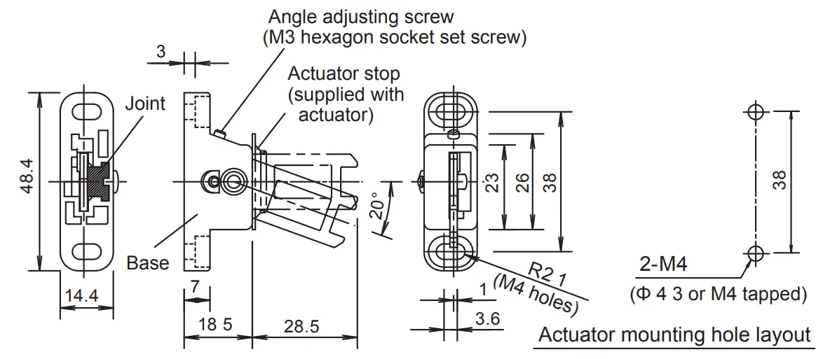 HS9Z-A55 Angle Adjustable (vertical / horizontal) Actuator