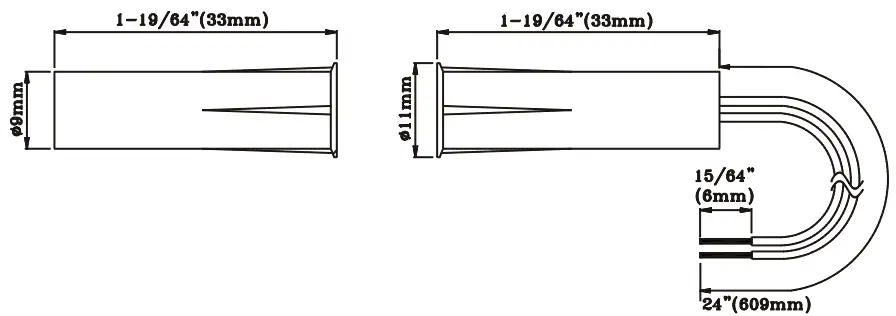 POTTER AMS 21 Series 3 8 Inch Recessed Contact - Dimensions