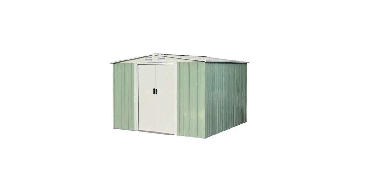 Wellfor Gt-hpy-3292gr 8 Ft X 8 Ft Gray Outdoor Garden Galvanized Steel Storage Shed With Sliding Door Instruction Manual