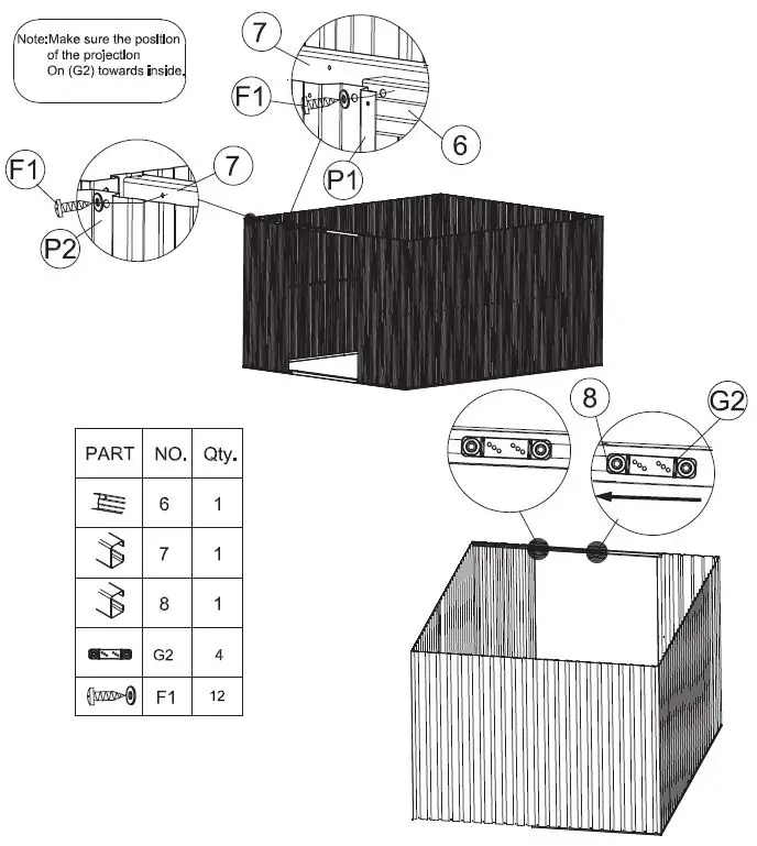 WELLFOR-GT-HPY-3292GR-8-ft-x-8-ft-Gray-Outdoor-Garden-Galvanized-Steel-Storage-Shed-with-Sliding-Door-fig- (6)