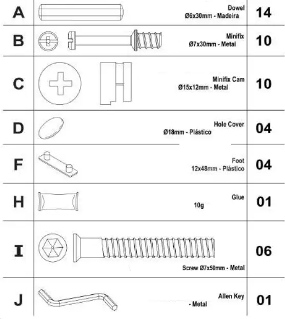 ARTELY Create Console Table - Hardware list