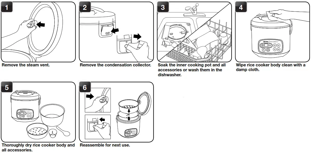 Aroma Rice Cooker Instructions - TO CLEAN 2