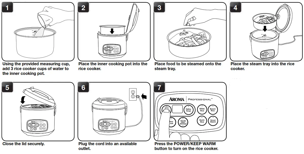 Aroma Rice Cooker Instructions - TO STEAM 2