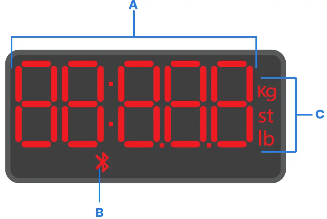 Etekcity ESF18 Smart Fitness Scale Display Diagram