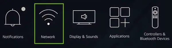 Settings with Network highlighted.