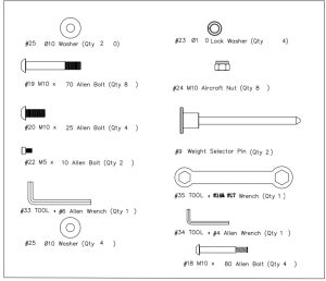 INSPIRE FTX Functional Trainer - HARDWARE SIZING CHART