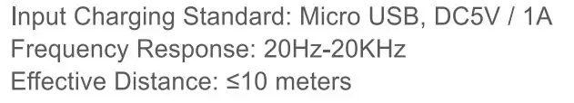 MINISO TB15 In Ear Wireless Earphone User Manual - Product Parameters