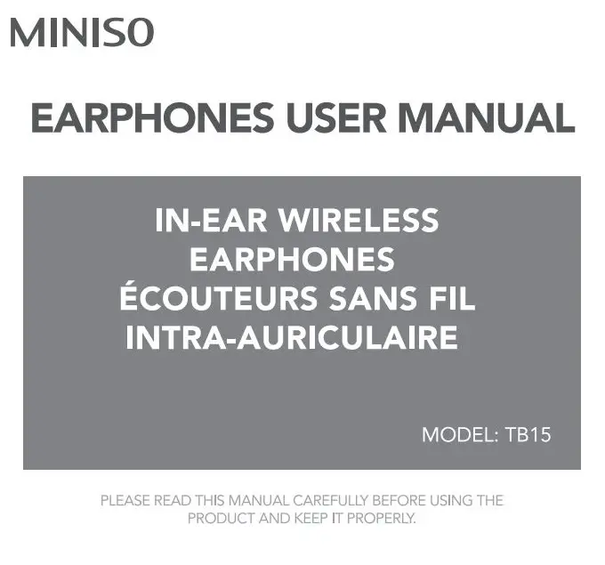 MINISO TB15 In Ear Wireless Earphone User Manual