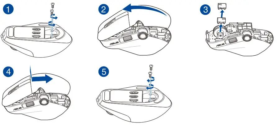 ASUS MD300 Mice and Mouse Pads - Replacing the switches