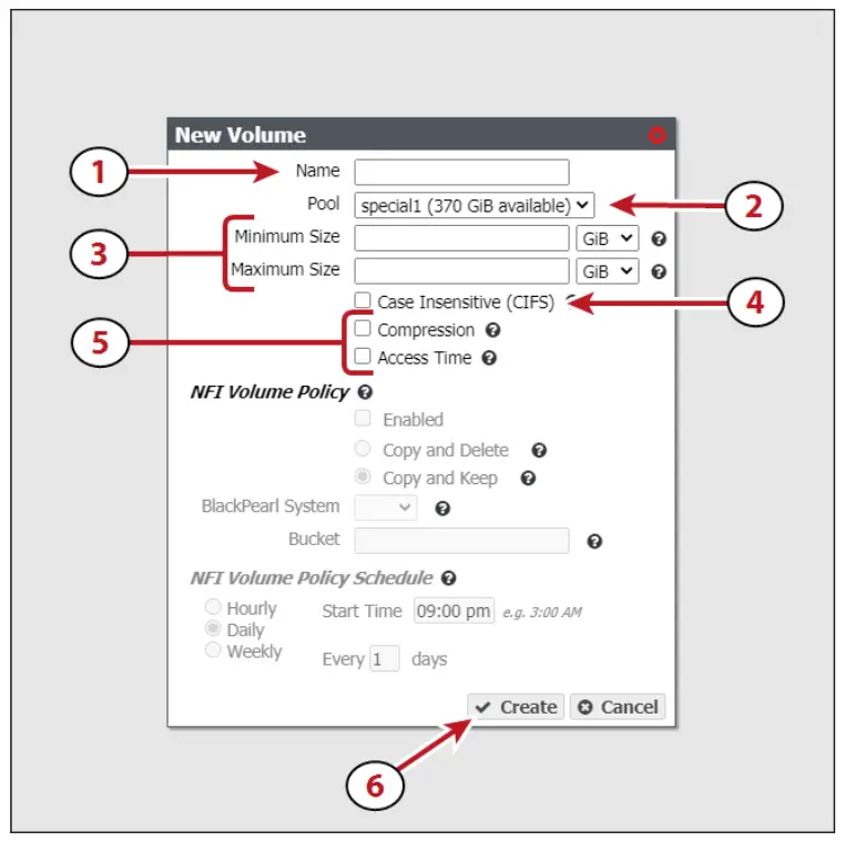 Black Pearl Network Attached Storage - Create a Share