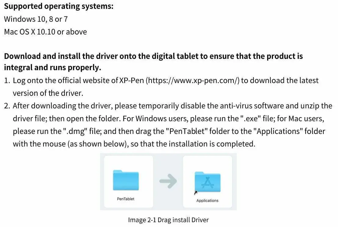 XP-PEN CT430 Digital Drawing Tablet User Manual - Driver Installation