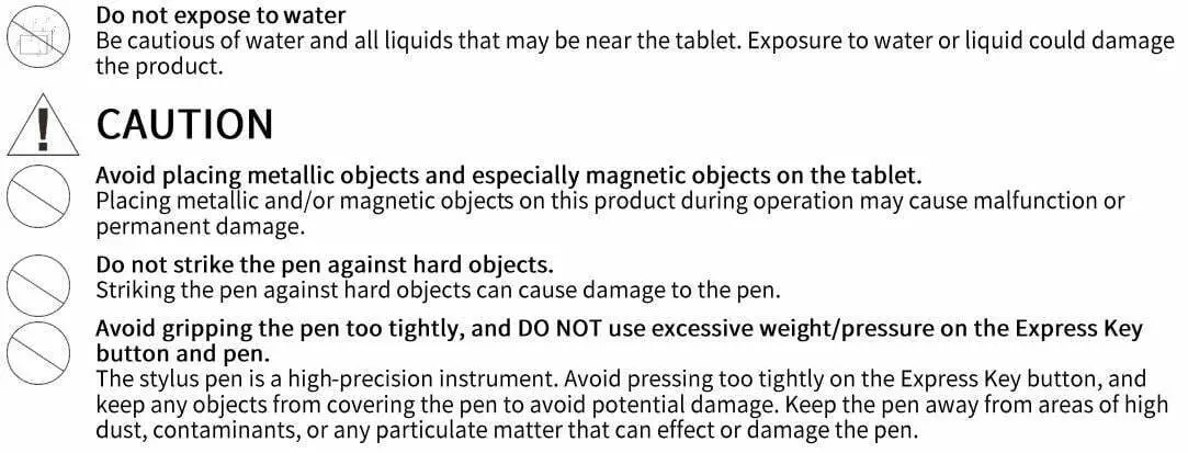 XP-PEN CT430 Digital Drawing Tablet User Manual - Safety Precautions