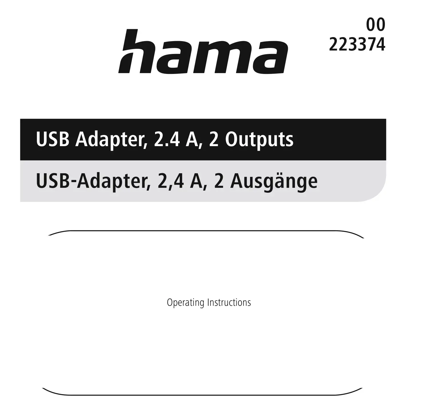 hama 00223374 2 Outputs USB Adapter Instruction Manual