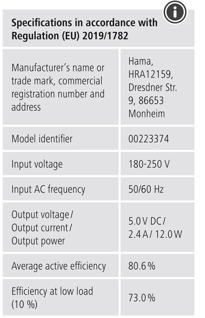 hama 00223374 2 Outputs USB Adapter - Technical specifications