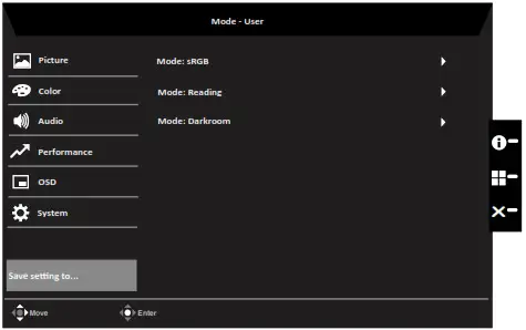 Acer LCD Monitor - Save Setting