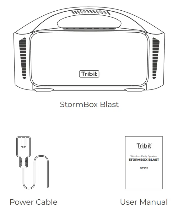 Tribit BTS25 Wireless Party Speaker STORMBOX BLAST - Packing List