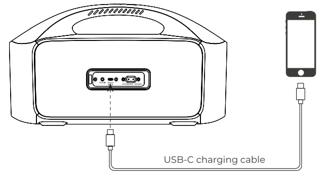Tribit BTS25 Wireless Party Speaker STORMBOX BLAST - USB-C charging cable