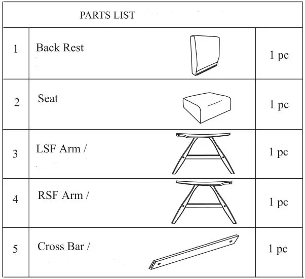 Levine 194S1138BR Accent Chair - PARTS LIST