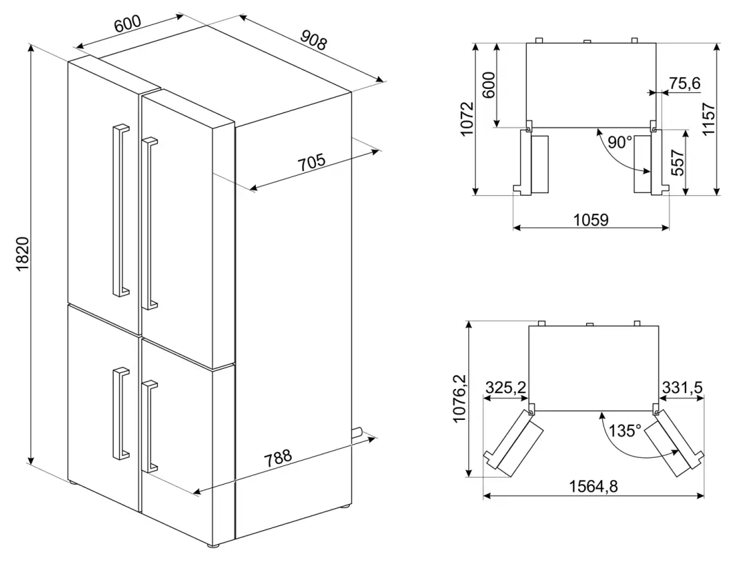 smeg FQ60XDF Multi Door Stainless Steel Fridge Freezer-fig1