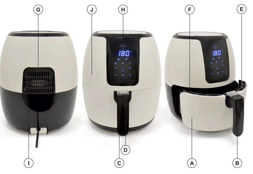 kitchenperfected E6703 4.0L Digi-Touch Air Fryer Instruction Manual - Location of Controls