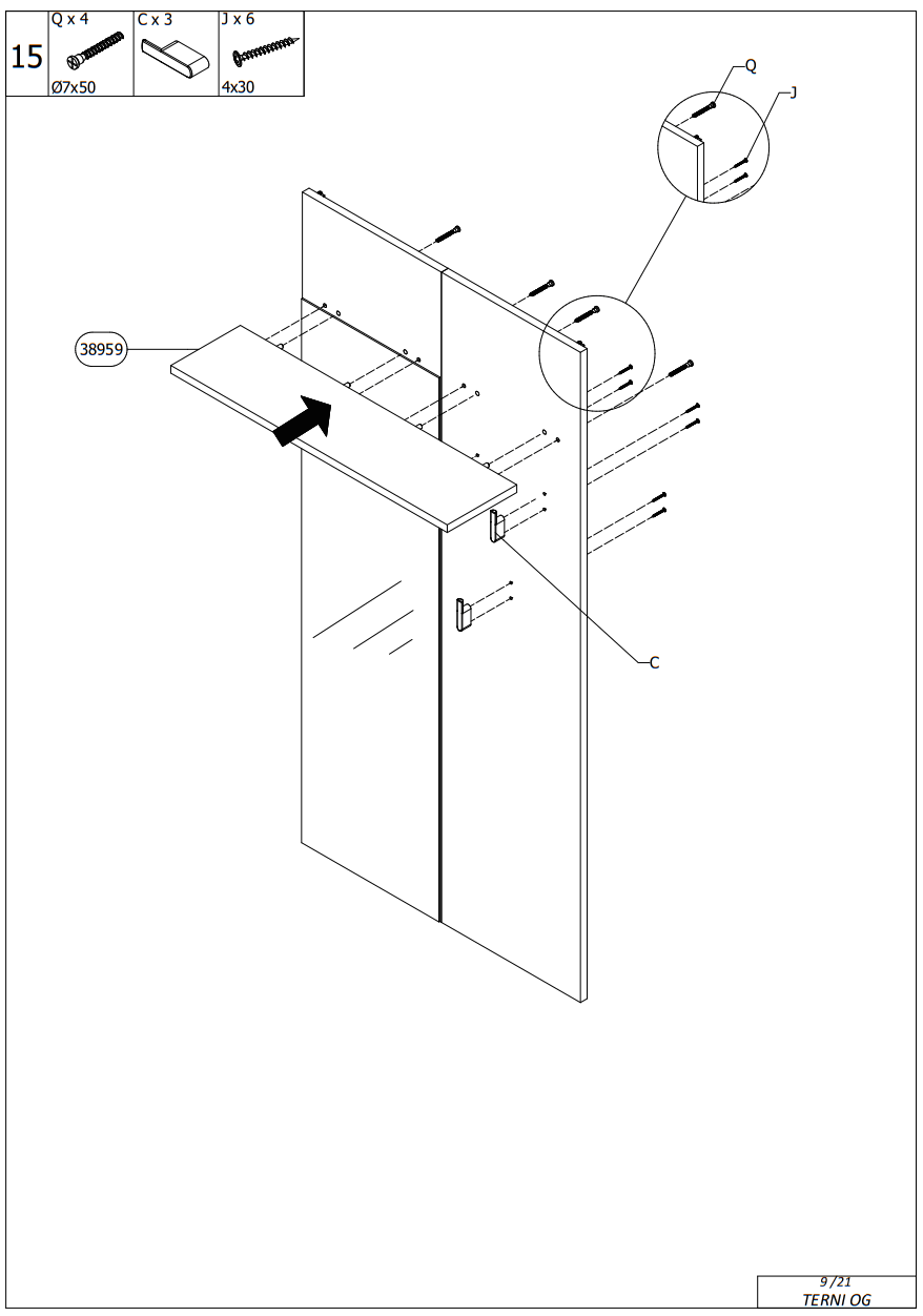DEDEMAN 674 x 348 x 2000 mm Hangers with Photo Mirror - Fig9