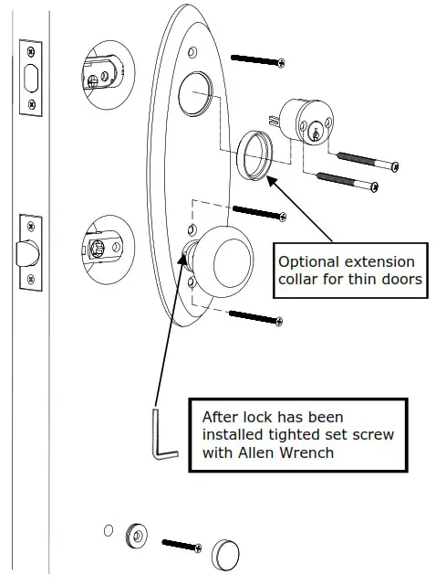 EMTEK Tubular Monolithic and Full Length Entry Set - Install Inside Trim