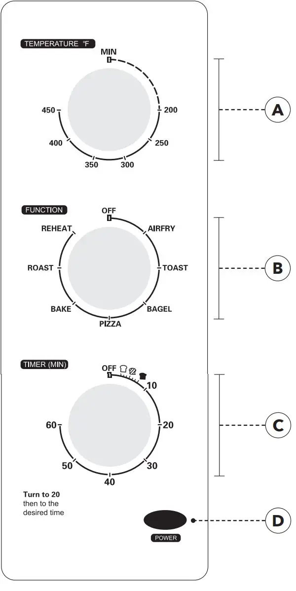 PowerXL B-AFO-002 Air Fryer Home Owner’s Manual - The Control Panel