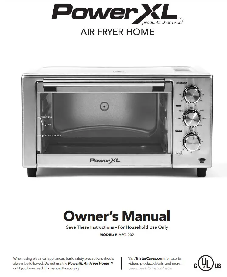 PowerXL B-AFO-002 Air Fryer Home Owner’s Manual