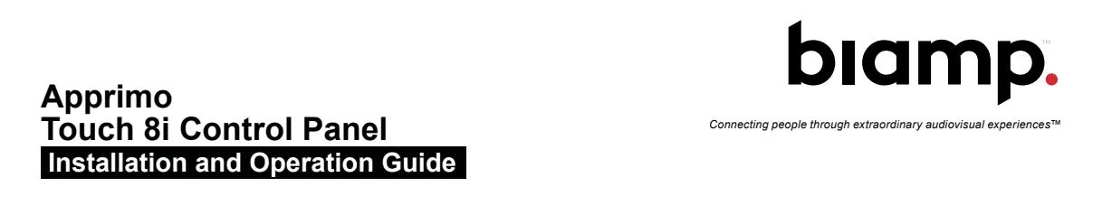 Biamp Apprimo Touch 8i Control Panel Installation Guide