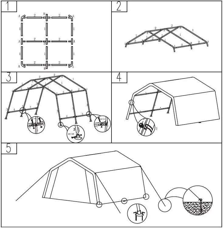 WELLFOR-AW-HPY-102-7-ft-x-12-ft-Outdoor-Carport-Shed-with-Sidewalls-and-Waterproof-Ripstop-Cover-fig- (3)