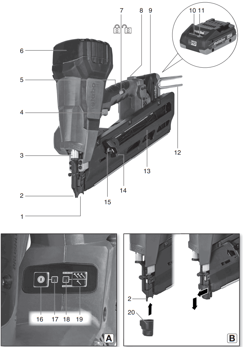 metabo NFR 18 LTX 90 BL Cordless Nailer - fig