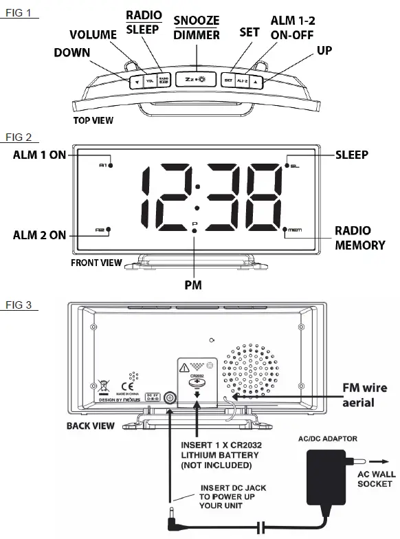 TechnoLine-WT-460-LED-Digital-FM-Clock-Radio-with-Dual-Alarm-FIG-1
