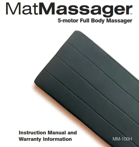 Homedics MM-100H Mat Massager 5-motor Full Body Massager Instruction - body massanger