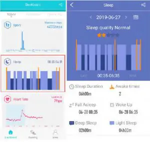 Dashboard menu Sleep Interface