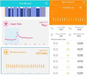 Dashboard menu Blood Pressure Interface