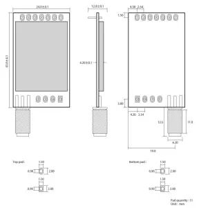 EBYTE E01-2G4M27D SX1278 433MHz 1W DIP Wireless Module - size and pin definition