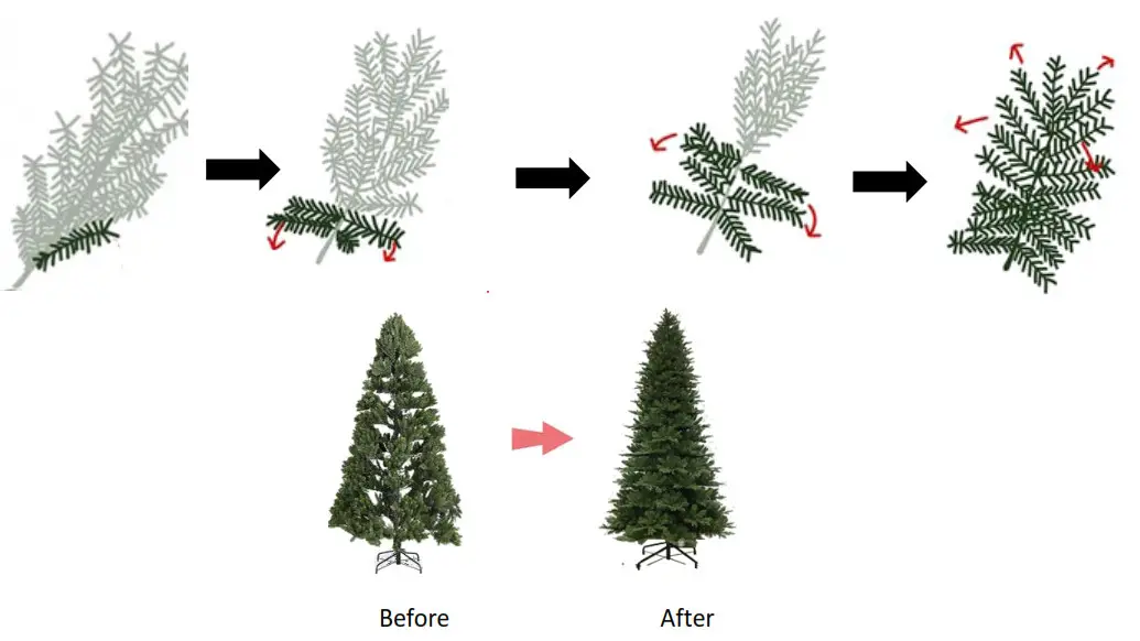 Lamues Light Enterprise 68341 RGB Light String With Bottom Controller - Extend all branches and twigs and shape until the tree looks full