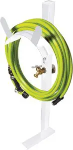 AQUAJOE SJ-SHSBB-WHT-RM Steel Garden Hose Holder with Faucet