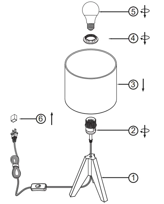 dewenwils HLTL05K Wooden Tripod Table Lamp - ASSEMBLY